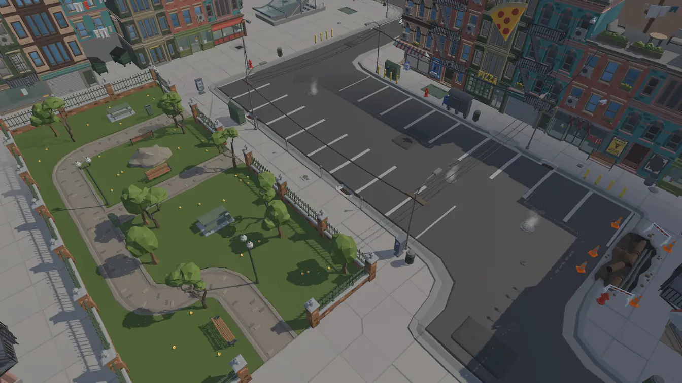 A procedurally generated city in CitySimulator